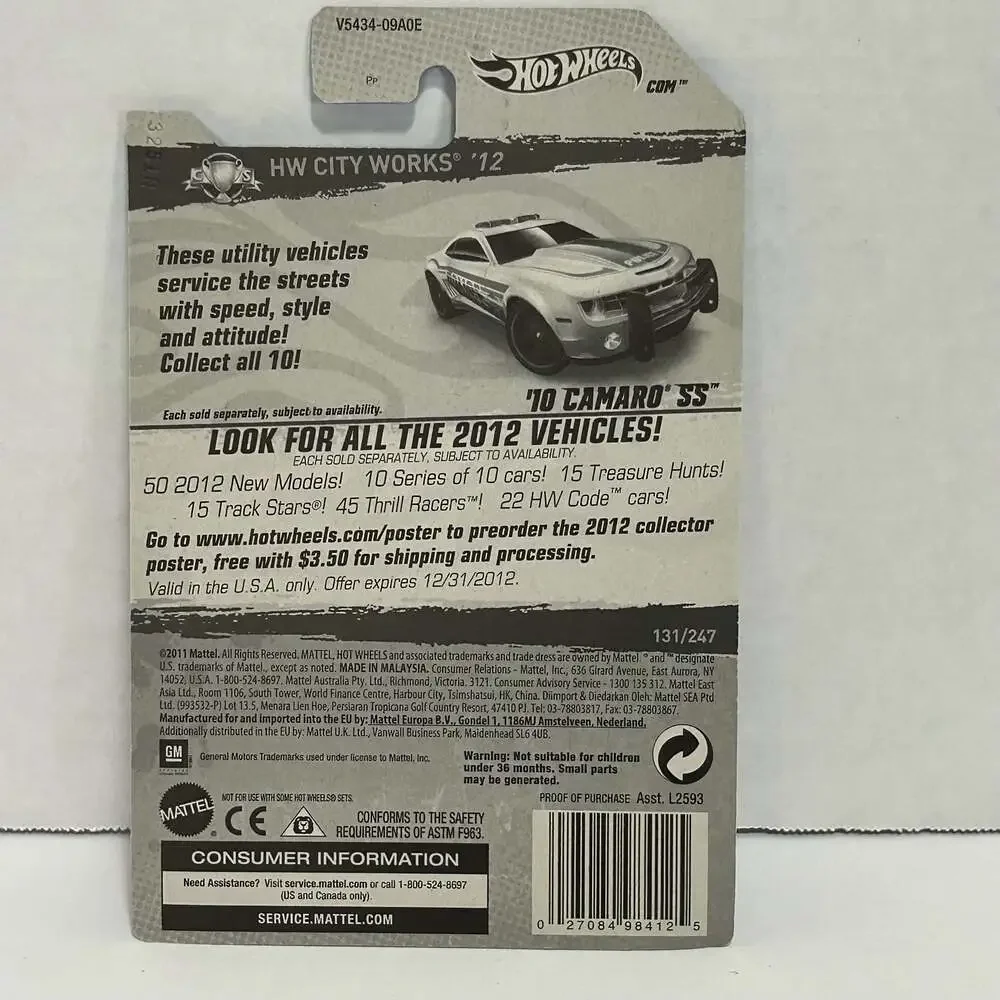 Hot Wheels 2012 HW City Works '10 Camaro SS Police Car 131/247